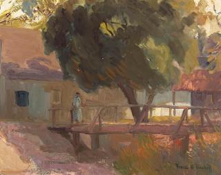Franz Arthur Bischoff - Figure on a Bridge