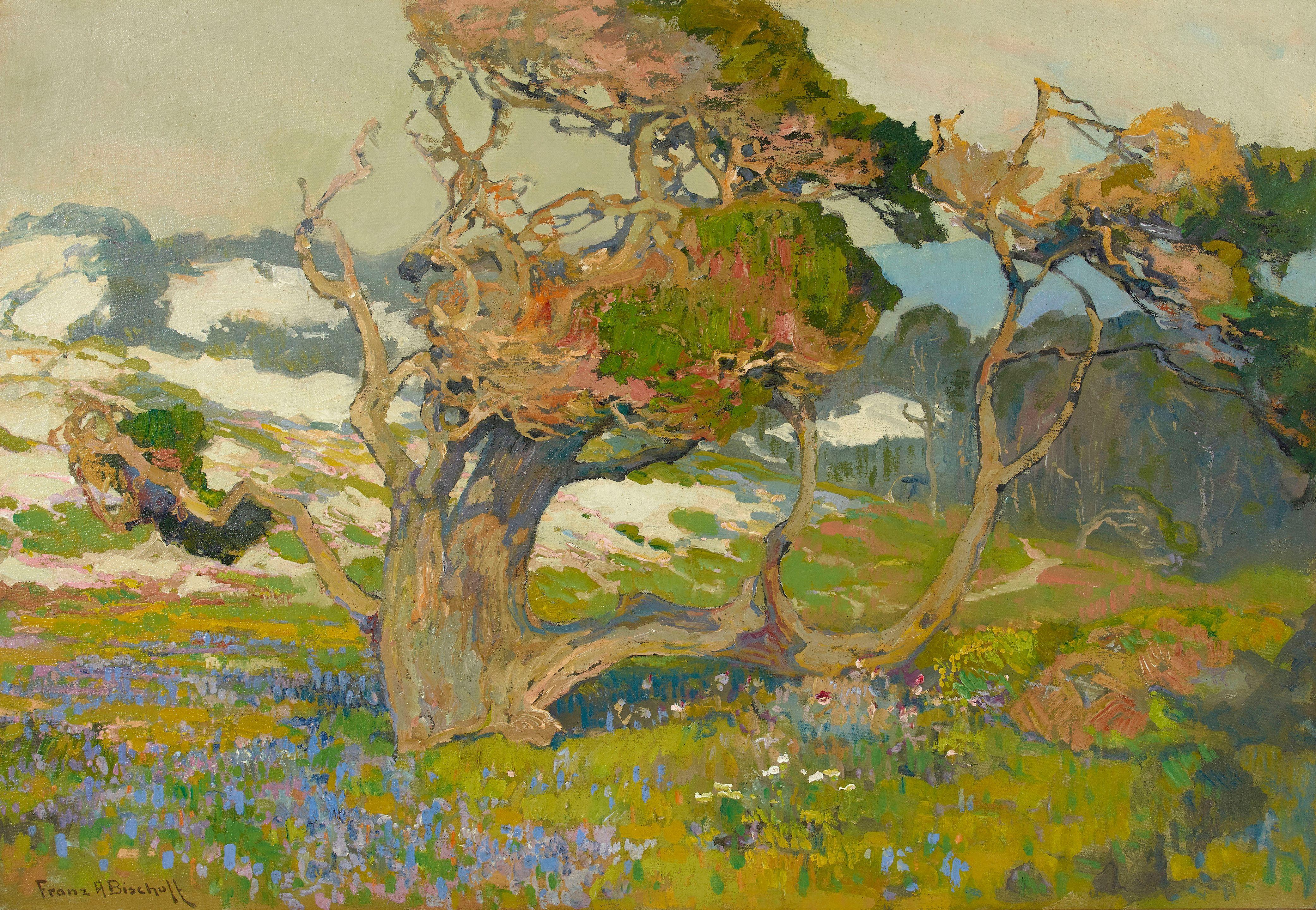Franz Arthur Bischoff - Gnarled Old Pine and Spring Flora