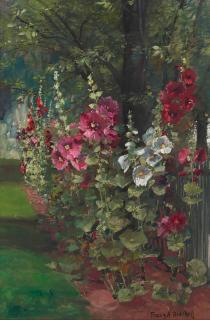 Franz Arthur Bischoff - Hollyhocks