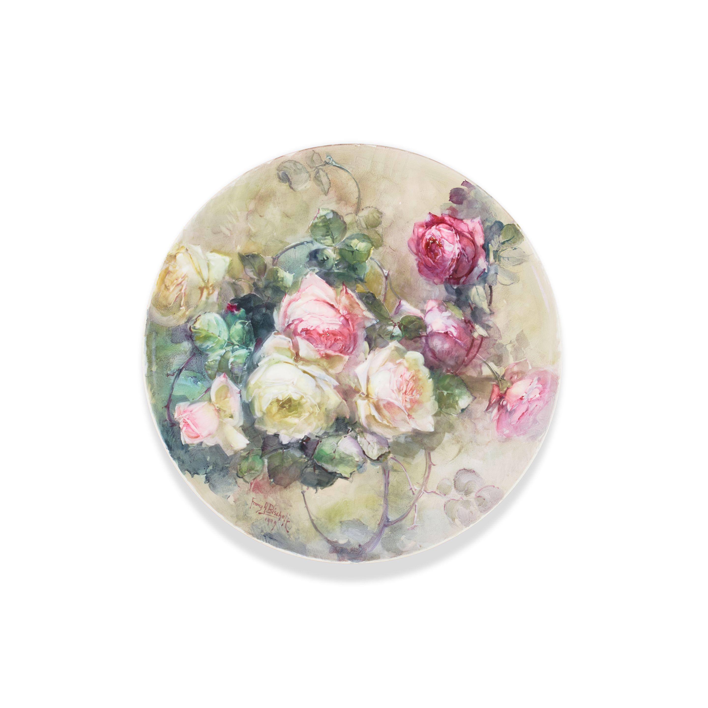 Franz Arthur Bischoff - Pink and White Roses diameter sight: 18 in.
