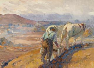 Franz Arthur Bischoff - Plowing fields