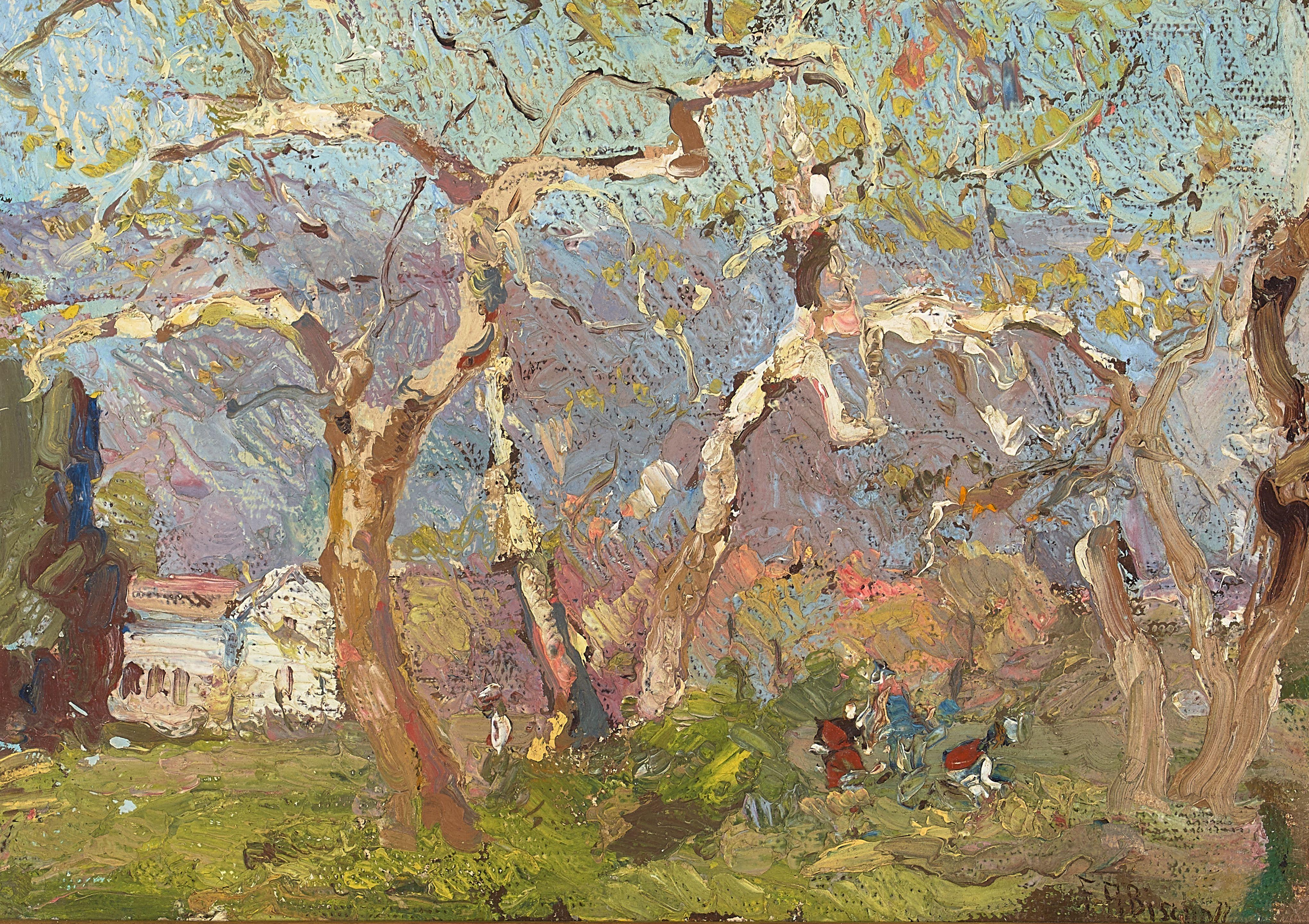 Franz Arthur Bischoff - Spring Poem 7 x 10 in. framed 11 1/2 x 14 1/2 in.