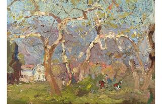 Franz Arthur Bischoff - Spring Poem 7 x 10 in. framed 11 1/2 x 14 1/2 in.