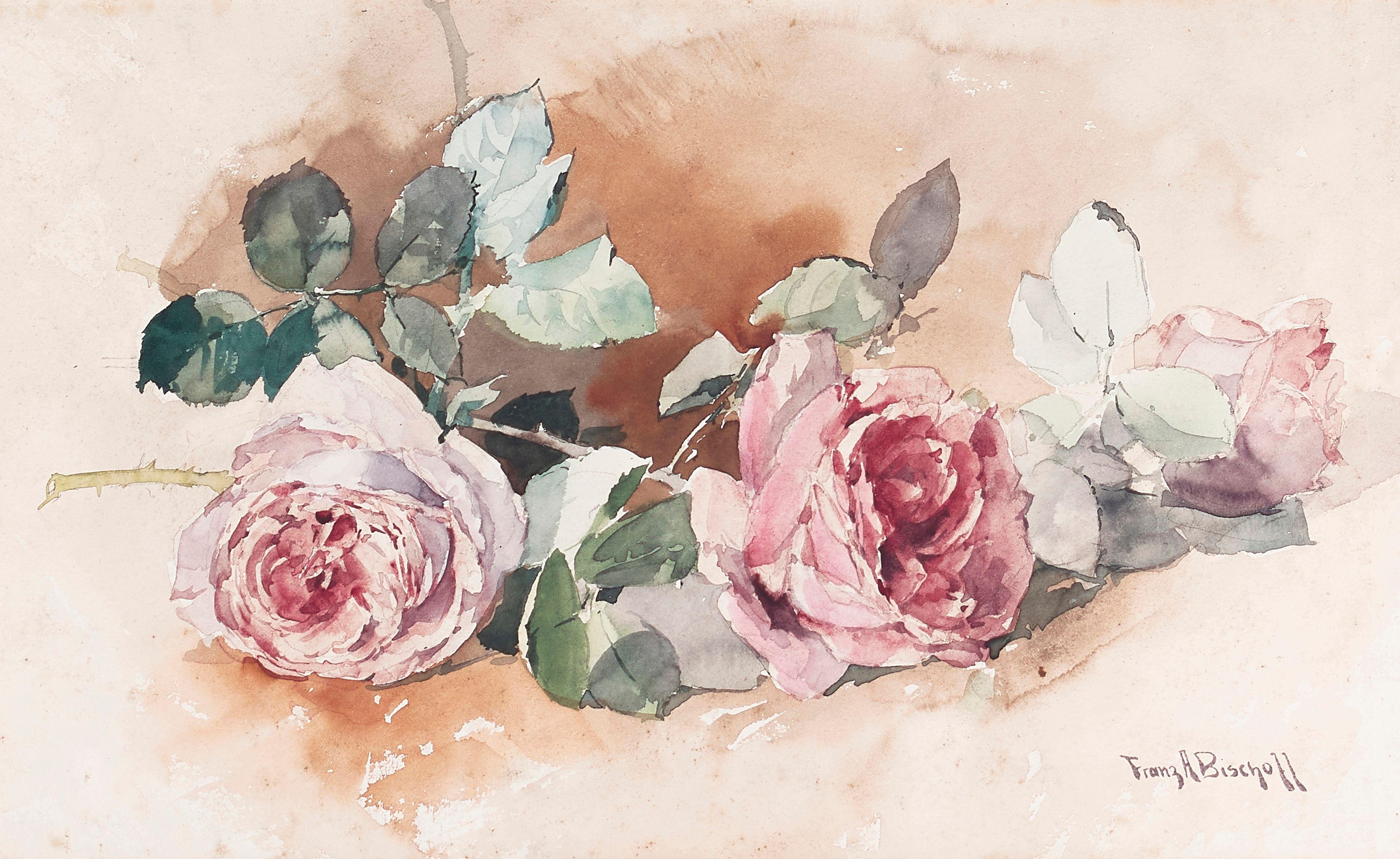 Franz Arthur Bischoff - Three Red Roses