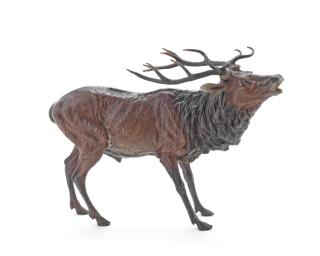 Franz Bergman - A Cold Painted Bronze Model Of A Stag