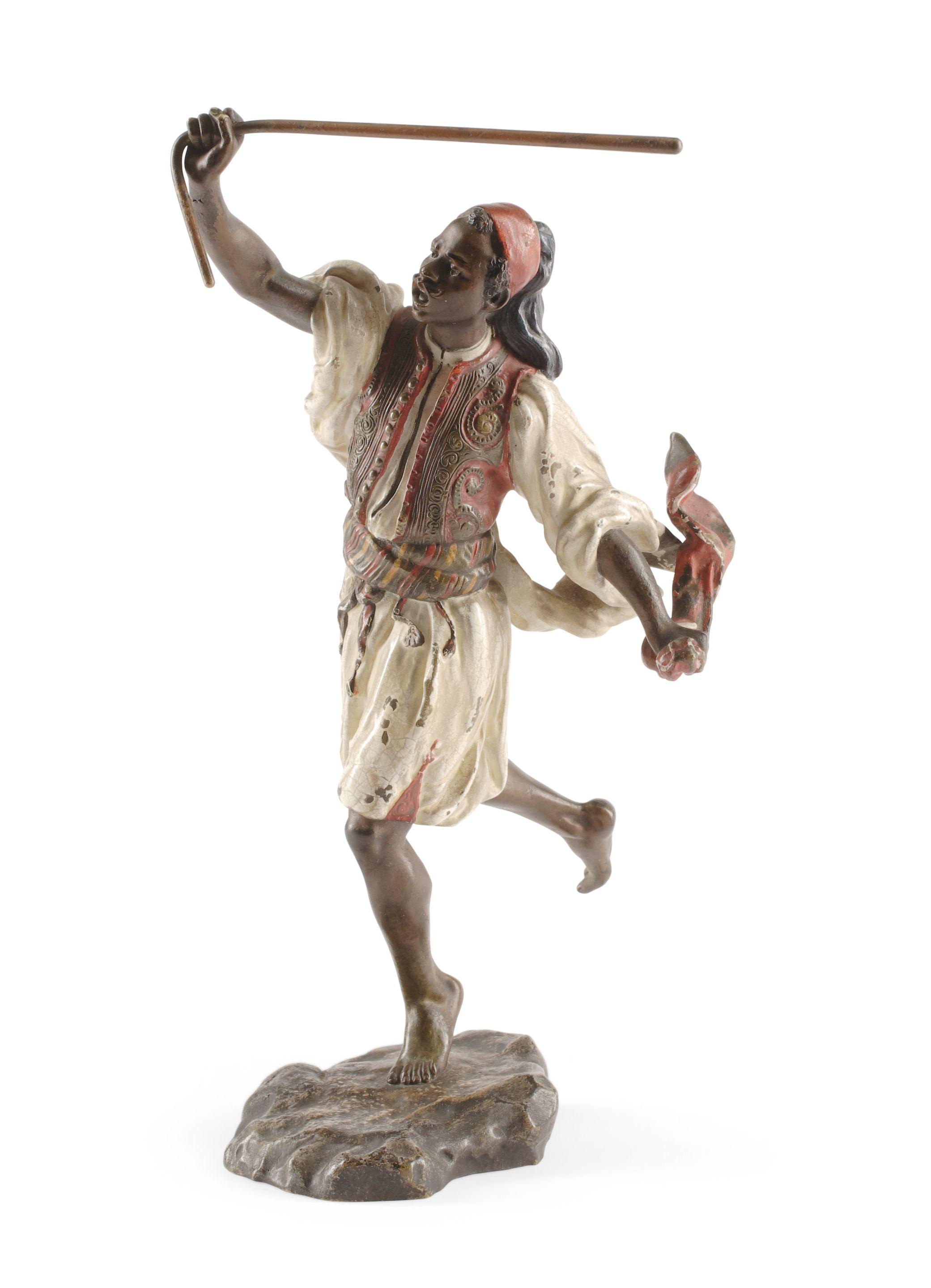 Franz Bergman - An Austrian Cold Painted Figure Of A Running Warrior