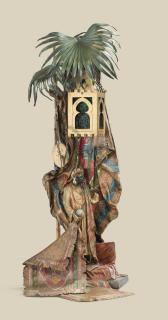 Franz Bergman - An Austrian, Late 19Th Century, Polychromed Cold Painted Bronze And Coloured Glass Le Vendeur De Tapis By Franz Bergman (1838-1894)