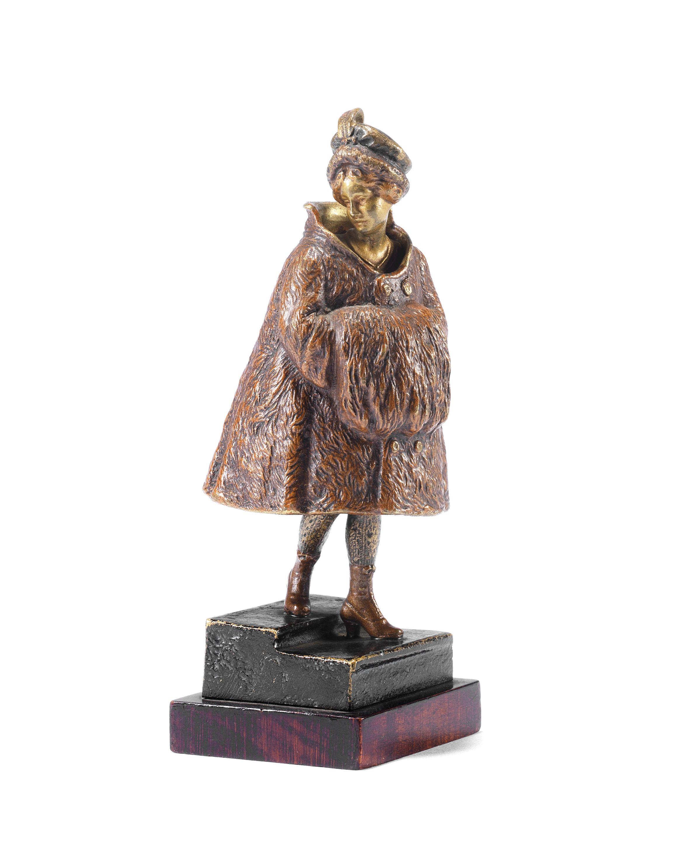 Franz Bergman - An unusual cold painted bronze metamorphic female figure of \'The thief\'