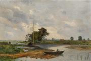 Franz Bunke - »An der Havel«. Im Hintergrund die Stadtsilhouette Brandenburgs