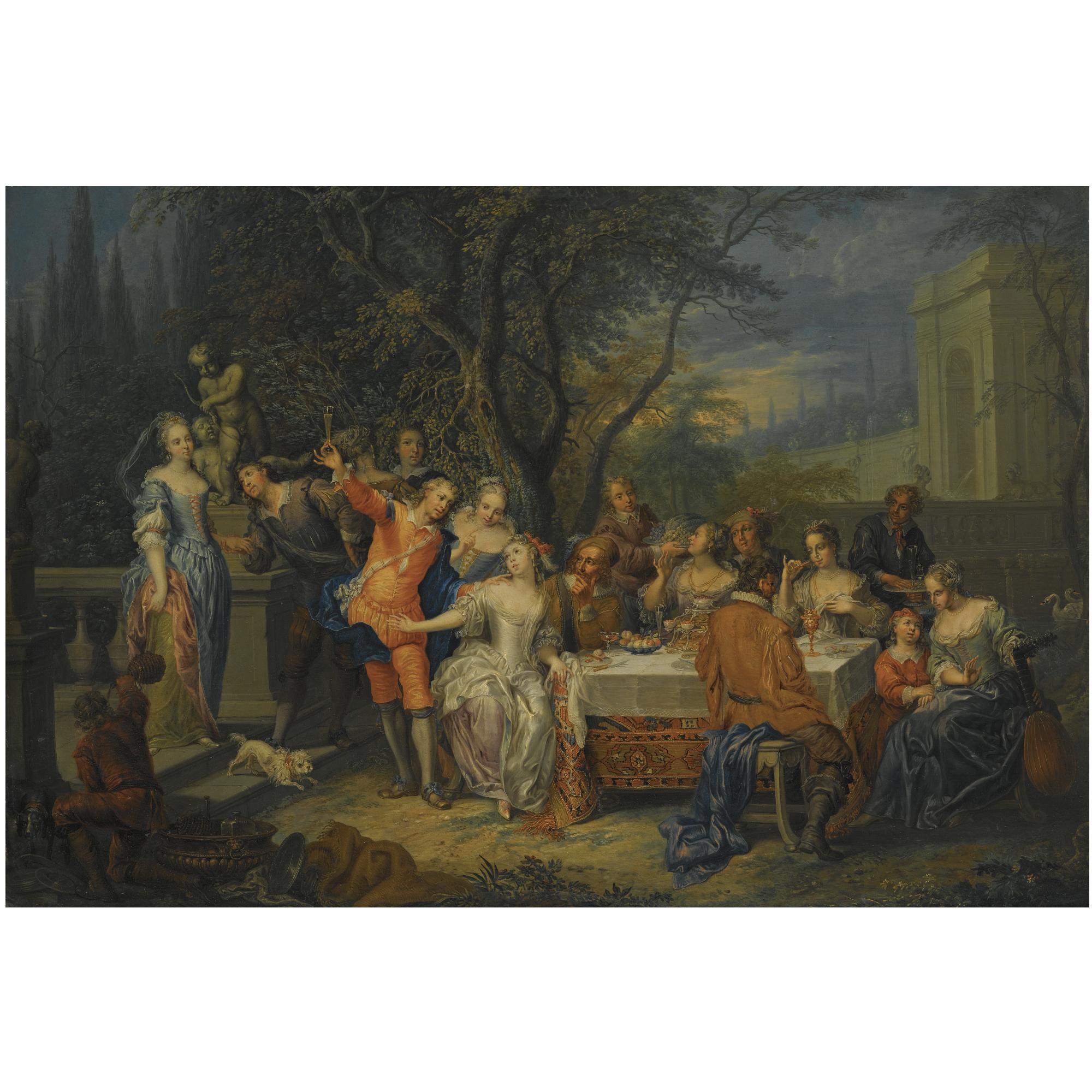 Franz Christoph Janneck - A Palace Garden With Elegant Figures Feasting And Making Merry
