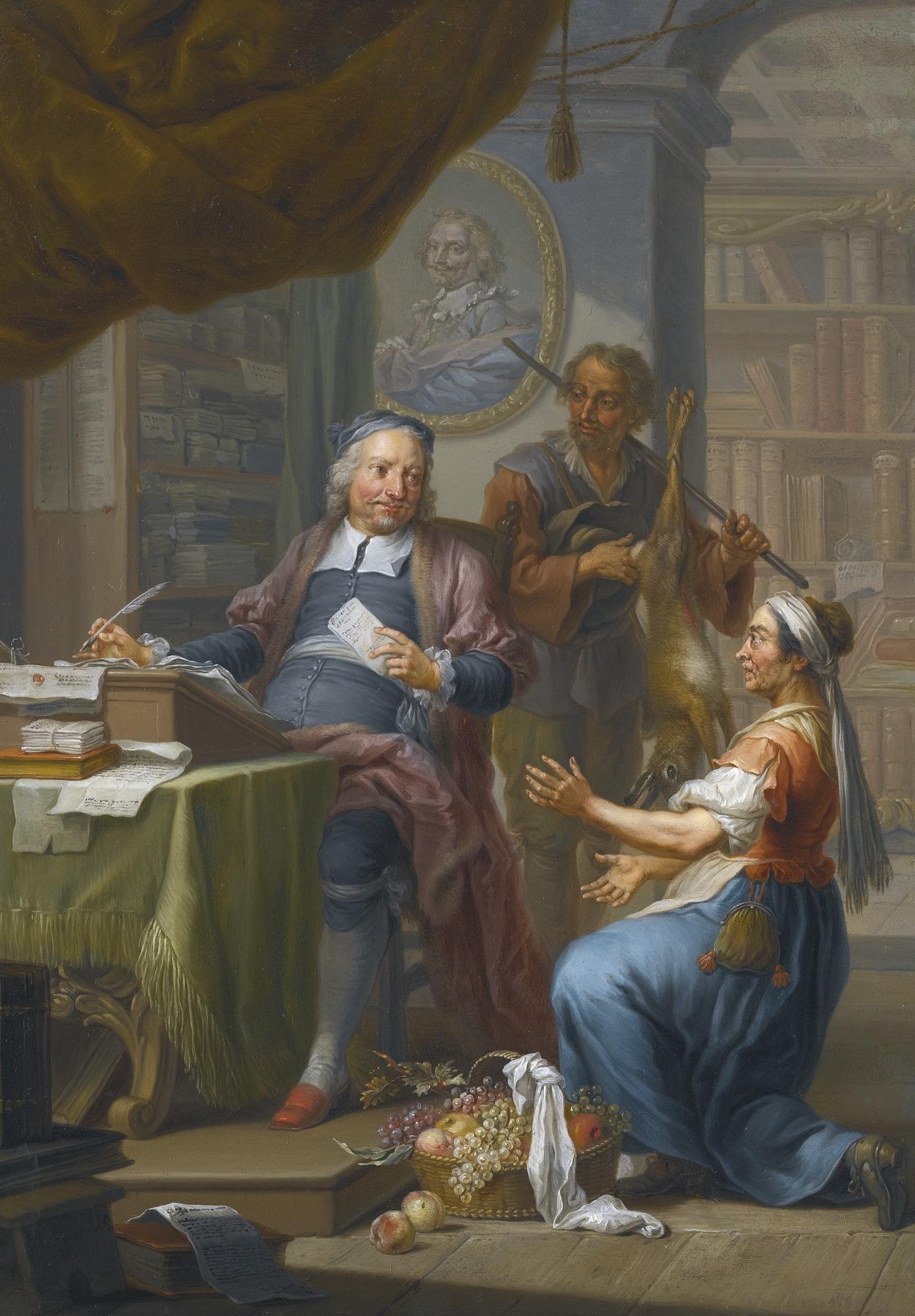 Franz Christoph Janneck - An Agent Collecting Taxes From A Hunter And A Farmer\'S Wife