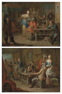 Franz Christoph Janneck - Soldiers playing cards in an inn; and Soldiers merrymaking in an inn