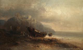 Franz Emil Krause - Salvaging the wreck on the foreshore below Peel Castle, Isle of Man