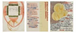 Franz Erhard Walther - (i) Material der Form gegenüber(ii) Stützen seitlich, Stützen innen(iii) Volumen Wege Umfang Feld