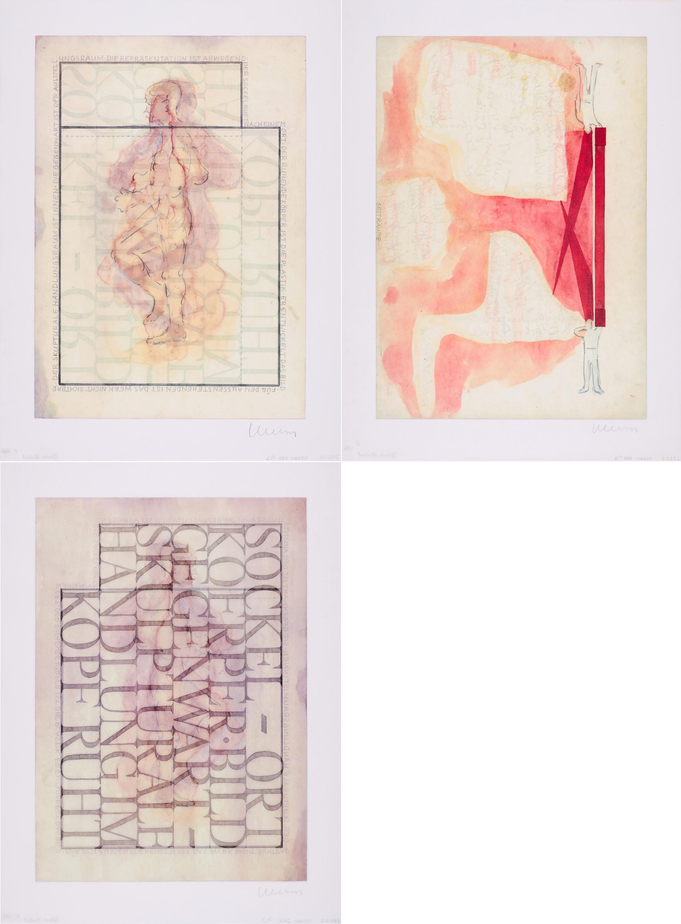 Franz Erhard Walther - Modellierung auf dem Sprachsockel I, II und Geste entwickelt Sprache I.