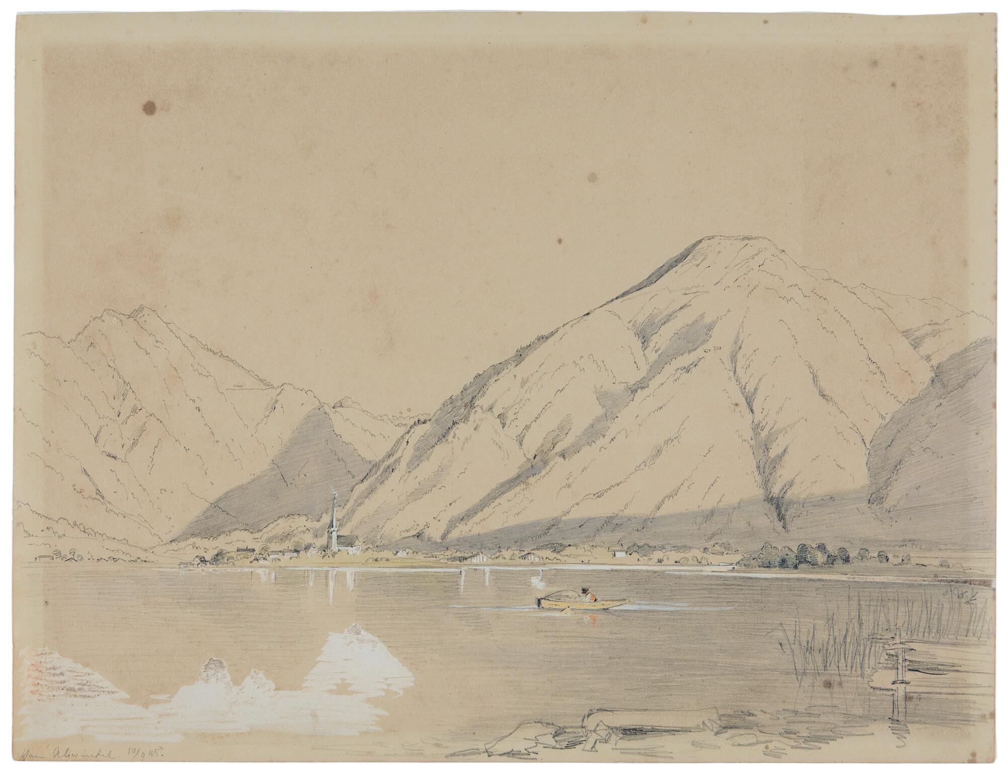 Franz Graf von Pocci - „Abwinkel“ am Tegernsee mit Blick auf die Kirche von