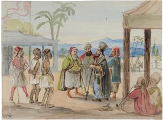 Franz Graf von Pocci - Auf dem Sklavenmarkt (Szene im Orient).