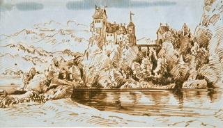 Franz Graf von Pocci - Ein Schloss an einem Gebirgssee.