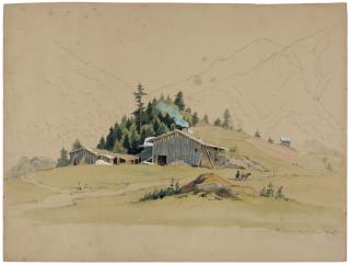 Franz Graf von Pocci - Kuhhirte und Bauernkate im Gebirge.