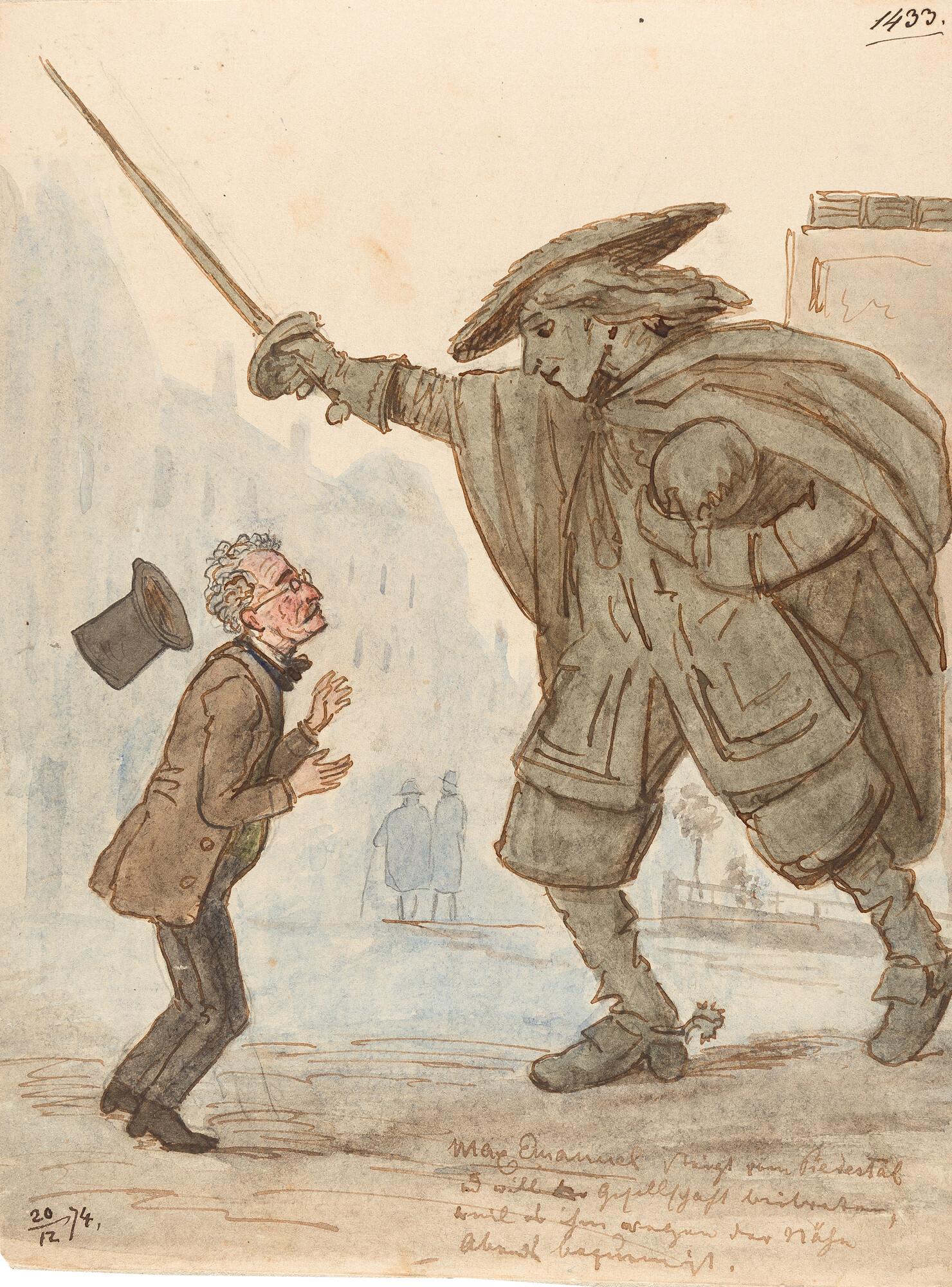 Franz Graf von Pocci - „Max Emanuel steigt vom Piedestal“.