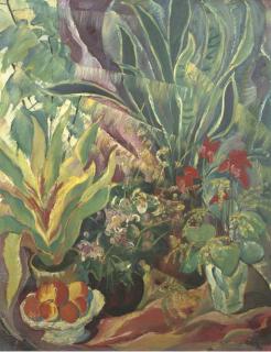 Franz Heckendorf - A Still Life With Flowers, Plants And Fruit