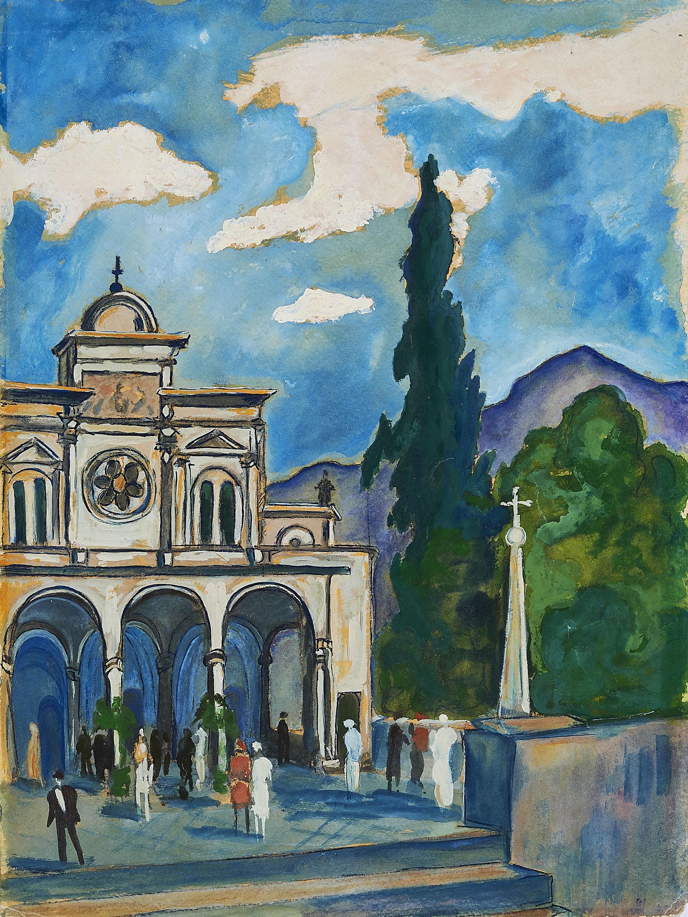 Franz Heckendorf - Ohne Titel (Vorplatz einer Kirche).