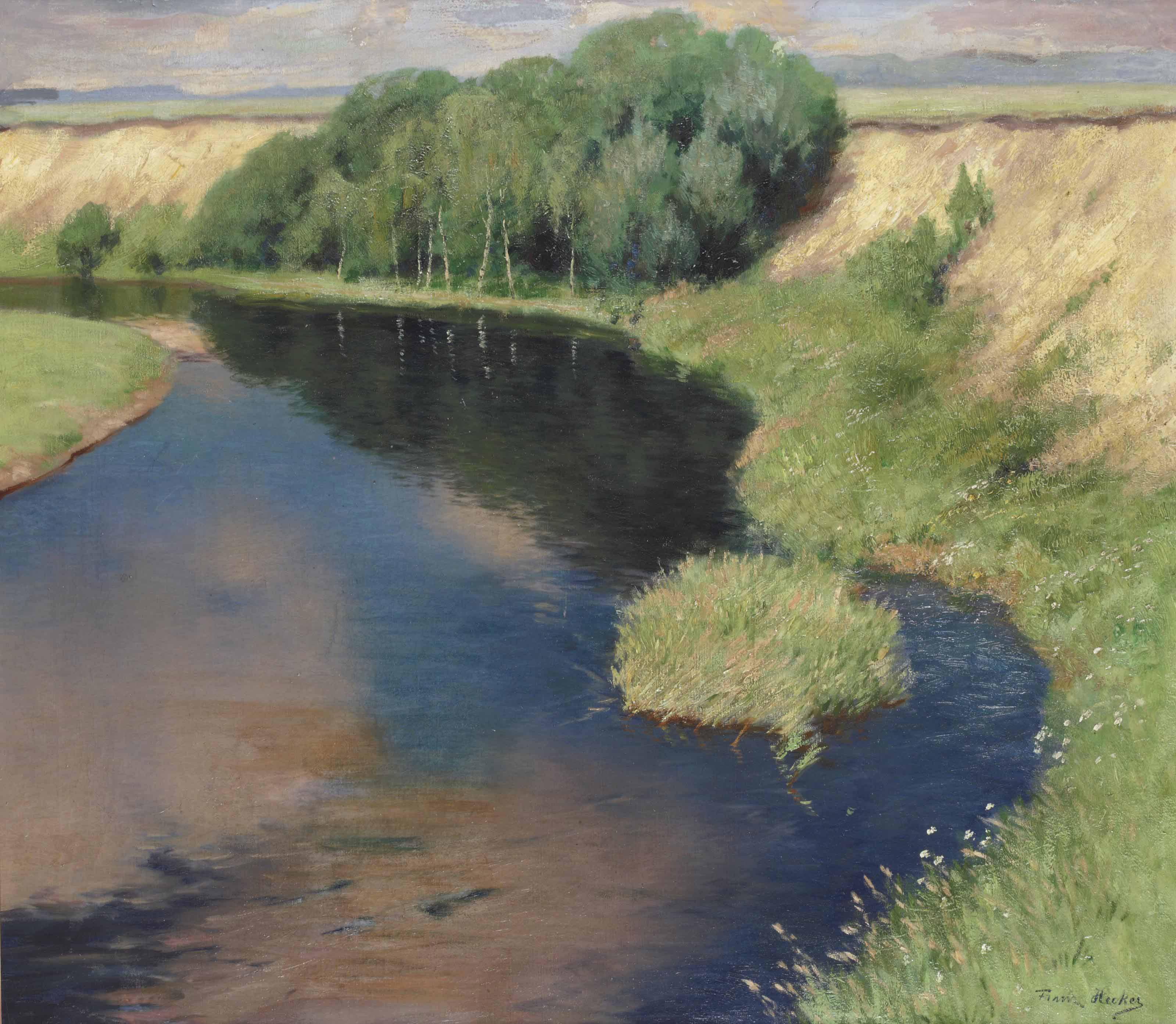Franz Hecker - River landscape