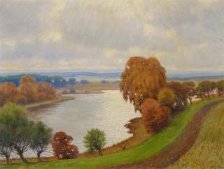 Franz Hecker - Weite norddeutsche Seenlandschaft.