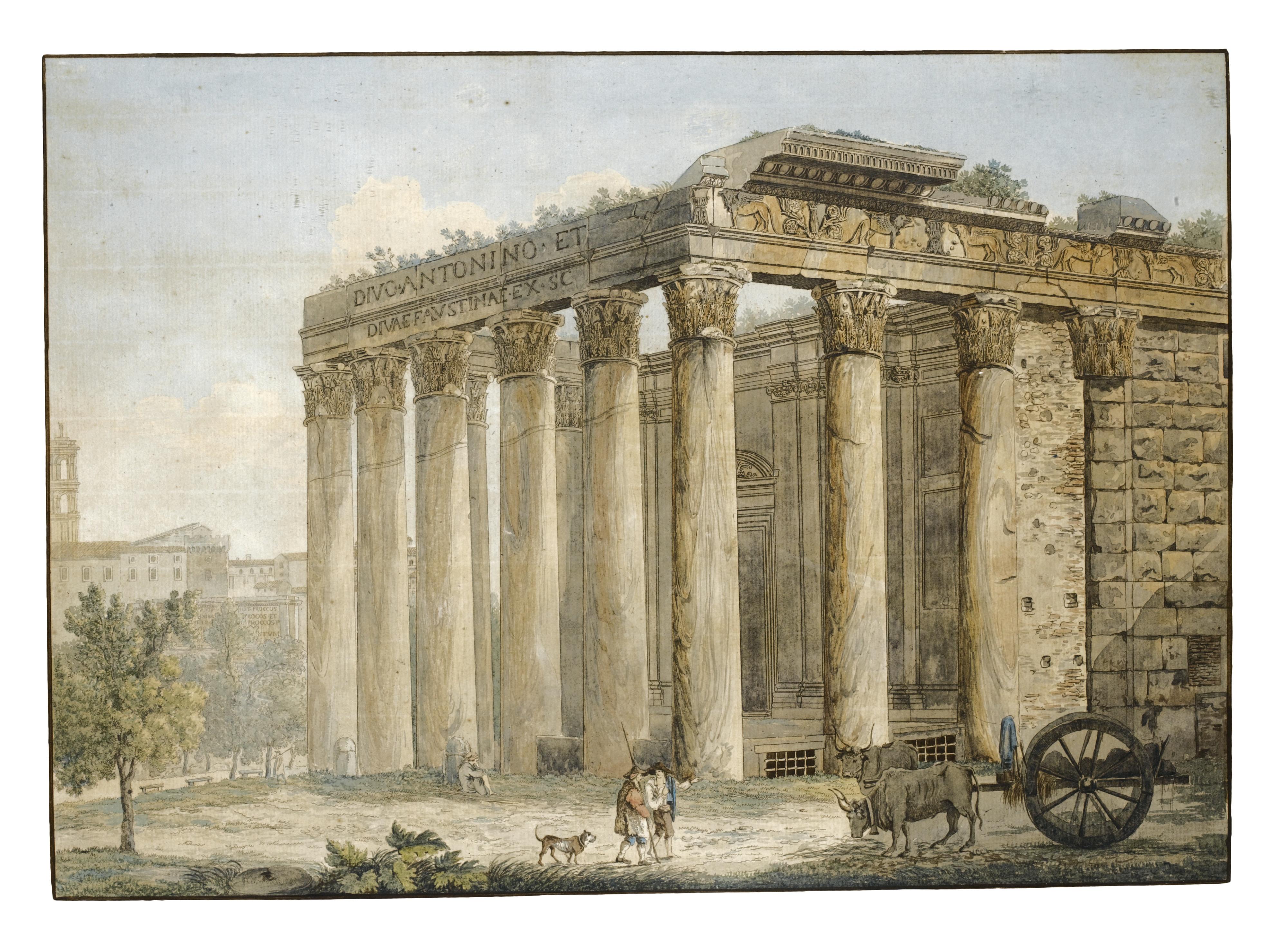 Franz Kaisermann - A: The Temple Of Antoninus And Faustina In The Roman Forum; B: The Tomb Of Cecilia Metella On The Via Appia Antica