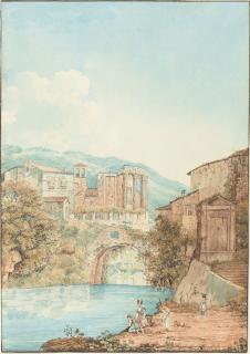 Franz Kaisermann - Blick auf den Vestatempel in Tivoli.