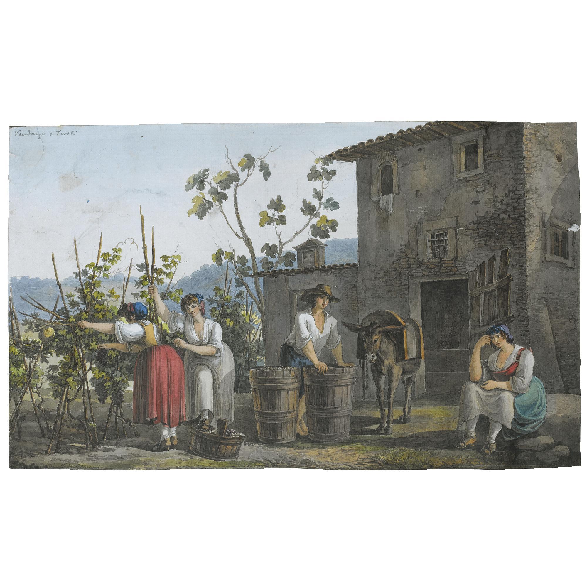 Franz Kaisermann - Peasants Harvesting Grapes, Near Tivoli