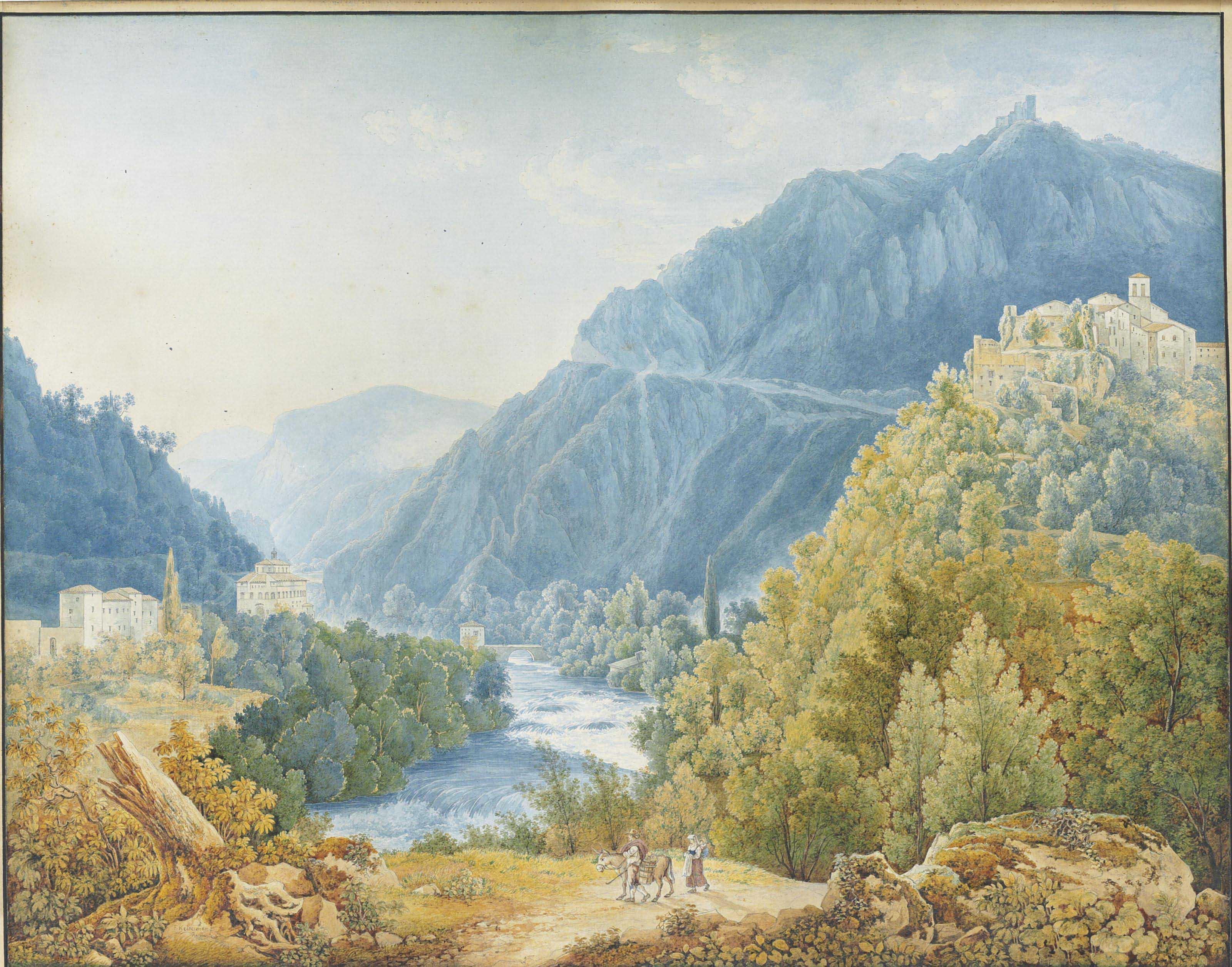 Franz Kaisermann - View of the valley of Terni with the ruins of the Castle of Papigno and the Church of Santa Maria Annunziata