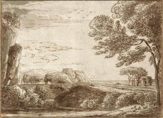 Franz Kobell - 3 Bll.: Ideale Landschaft mit aufgehender Sonne – kleine