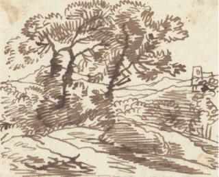 Franz Kobell - A hilly landscape with trees; and A landscape with mountains in the distance