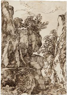 Franz Kobell - Felsige Landschaft mit Schlucht.