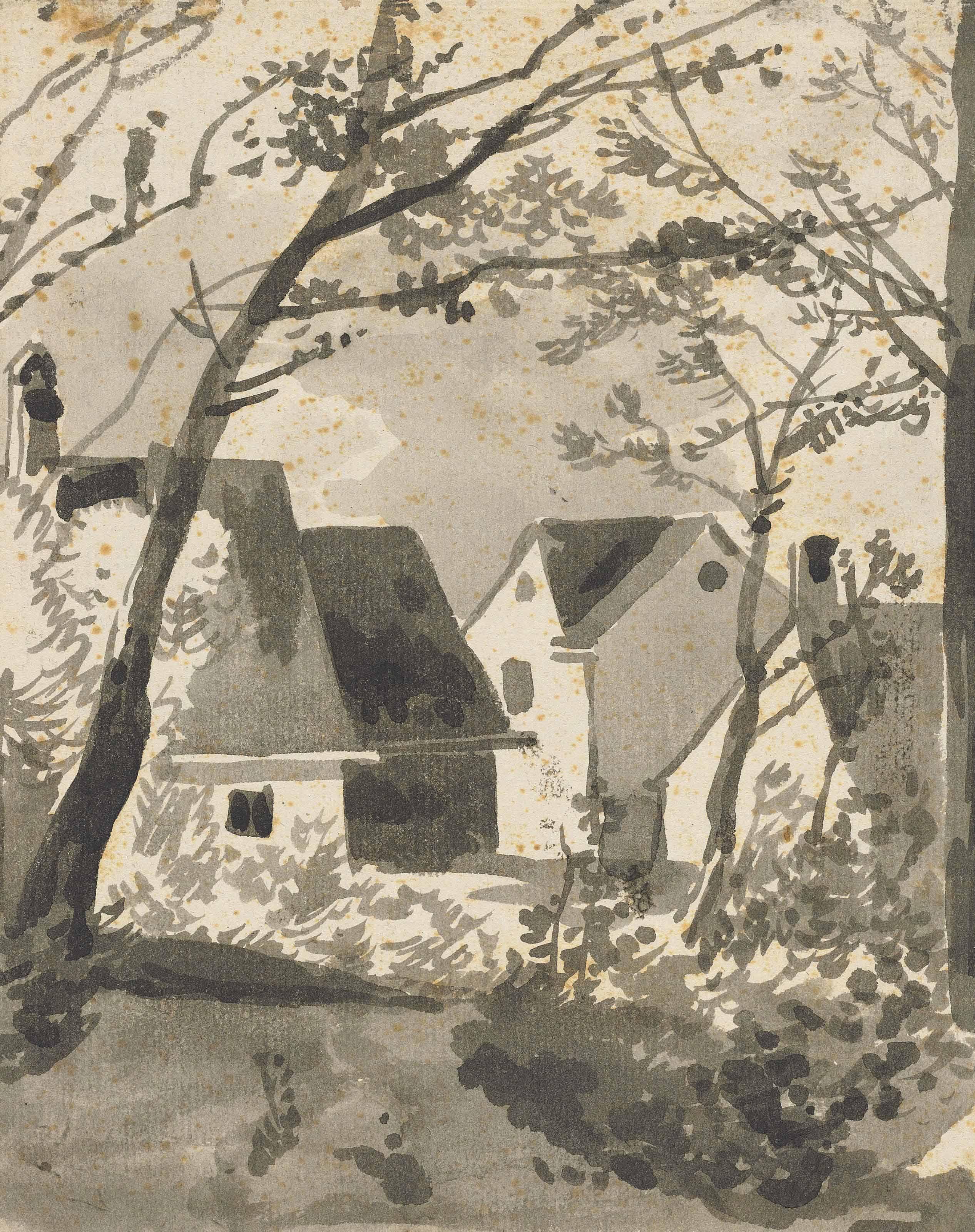 Franz Kobell - Houses Framed By Trees