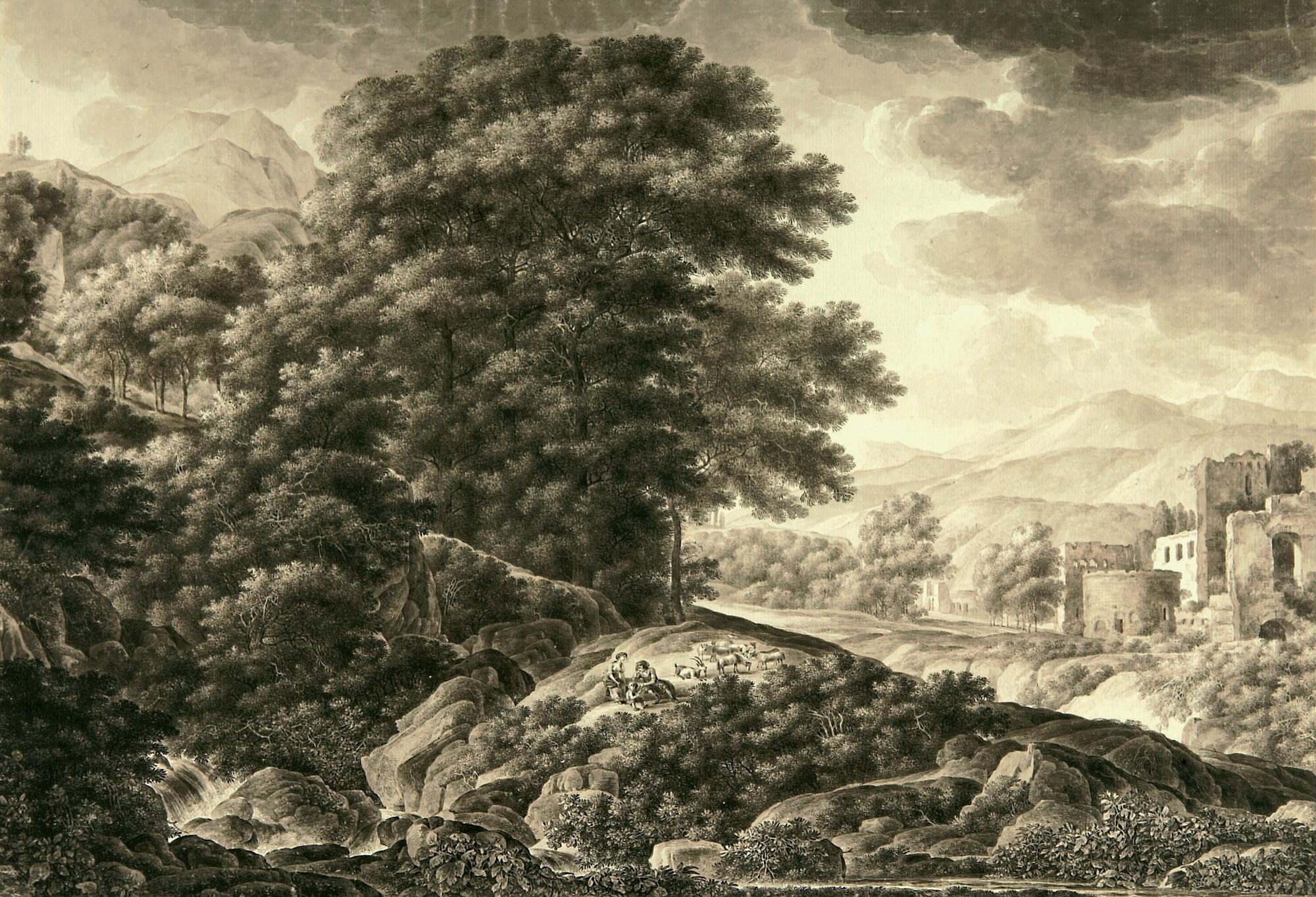 Franz Kobell - Ideale Landschaft bei aufziehendem Gewitter.