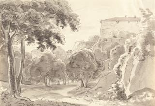 Franz Kobell - Landschaft mit Blick auf eine Festung.