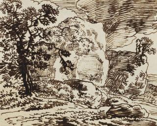 Franz Kobell - Landschaft mit Felsen und Bäumen