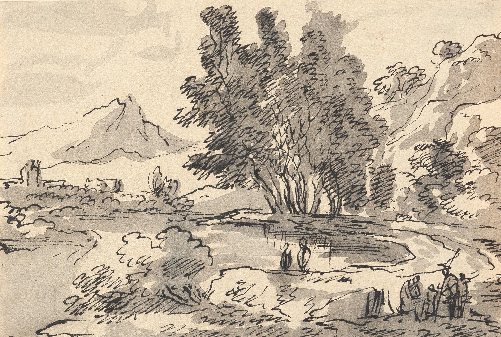 Franz Kobell - Südliche Landschaft mit einem Gewässer