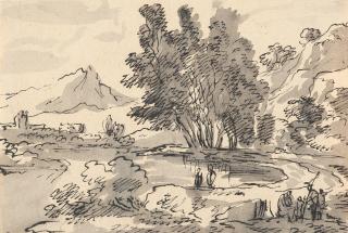 Franz Kobell - Südliche Landschaft mit einem Gewässer