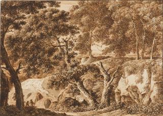 Franz Kobell - Waldinneres mit Felsen und Höhlen.