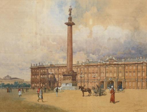 Franz Kopallik - In Front of The Winter Palace, St Petersburg