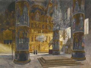 Franz Kopallik - Interior Of The Cathedral Of The Dormition In The Moscow Kremlin