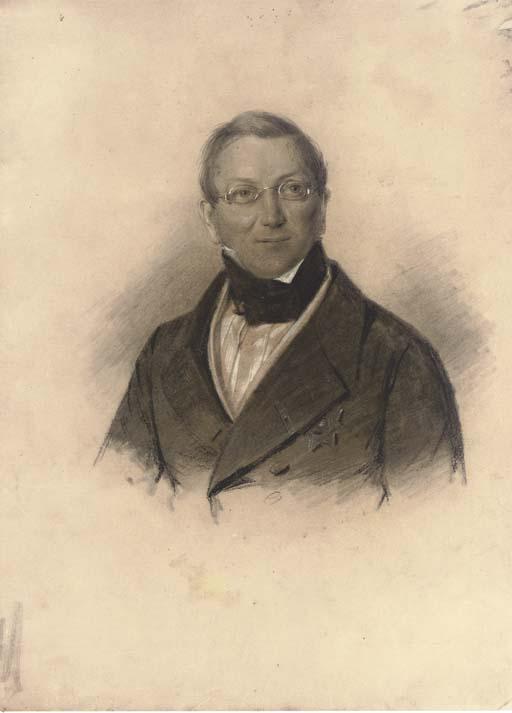 Franz Krüger - Portrait of a man, bust-length, wearing spectacles