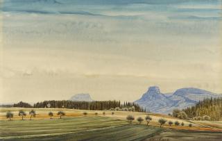 Franz Lenk - Landschaft im Hegau mit dem Hohentwiel