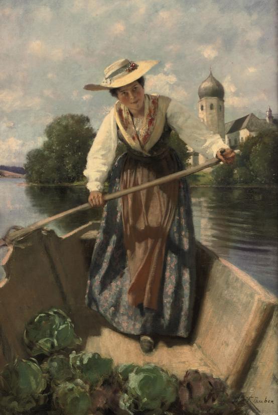 Franz Leo Ruben - An Italian young lady selling vegetables