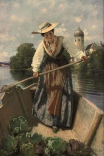 Franz Leo Ruben - An Italian young lady selling vegetables