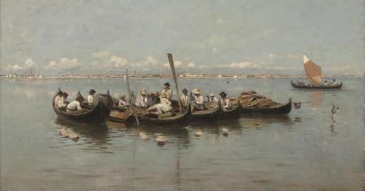 Franz Leo Ruben - Fishermen on the Venetian lagoon