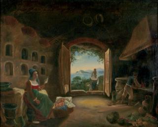 Franz Ludwig Catel - Blick aus einer Bauernküche auf den Golf von Neapel.